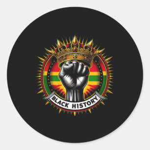 Inspiring Black Leaders Power Fist Hand Black Hist Classic Round Sticker
