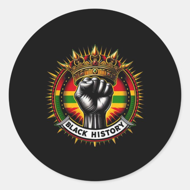 Inspiring Black Leaders Power Fist Hand Black Hist Classic Round Sticker (Front)