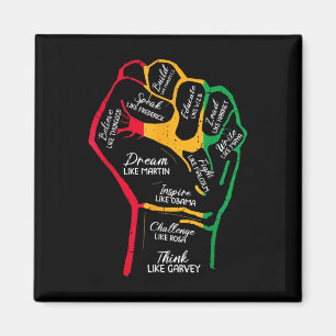 Inspiring Black Leaders Power Fist Hand Black Hist Magnet