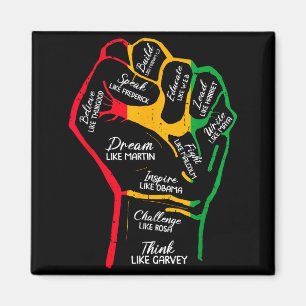 Inspiring Black Leaders Power Fist Hand Black Hist Magnet