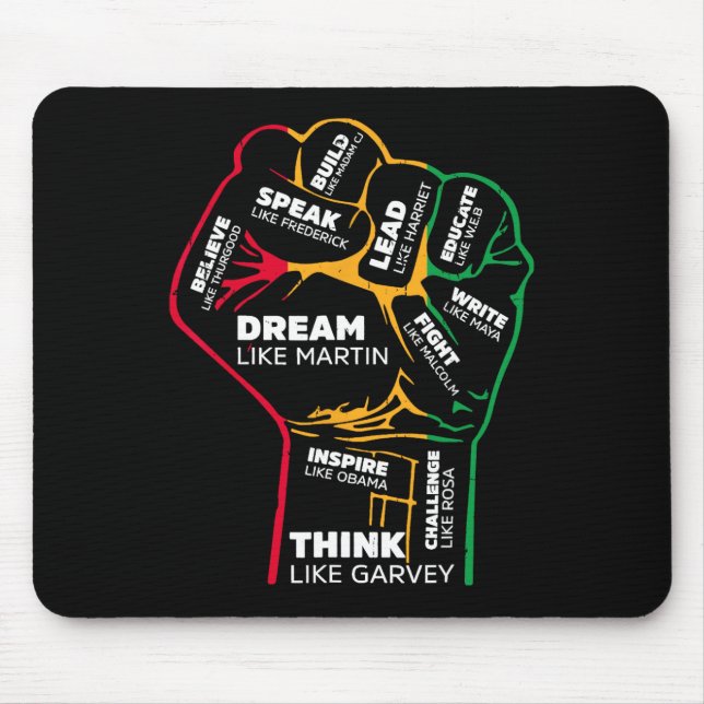Inspiring Black Leaders Power Fist Hand Black Hist Mouse Pad (Front)
