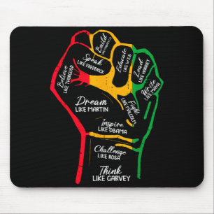 Inspiring Black Leaders Power Fist Hand Black Hist Mouse Pad