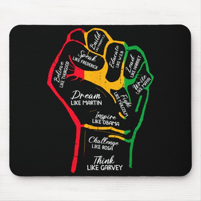 Inspiring Black Leaders Power Fist Hand Black Hist Mouse Pad (Front)