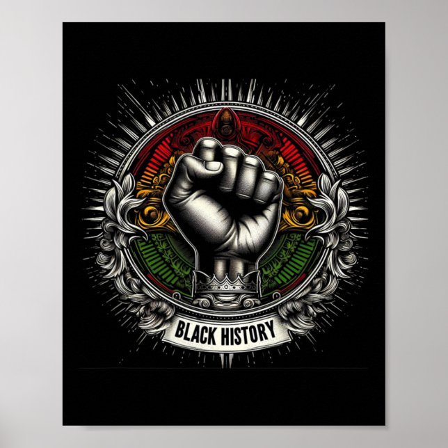 Inspiring Black Leaders Power Fist Hand Black Hist Poster (Front)