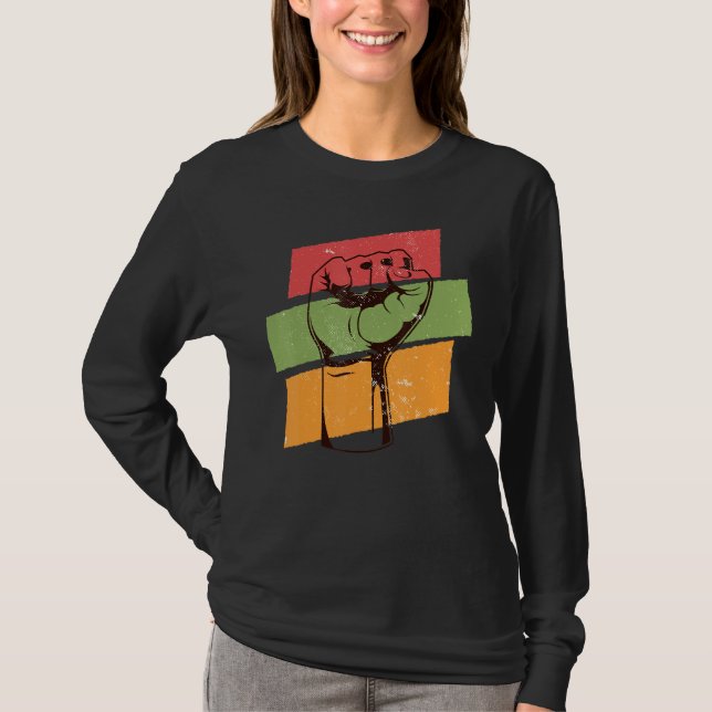 Inspiring Black Leaders Power Fist Hand Black Hist T-Shirt (Front)