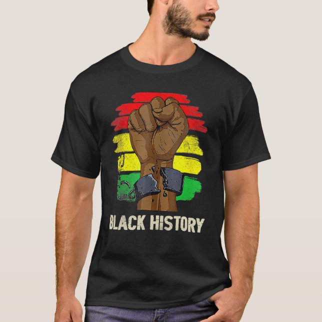 Inspiring Black Leaders Power Fist Hand Black Hist T-Shirt (Front)