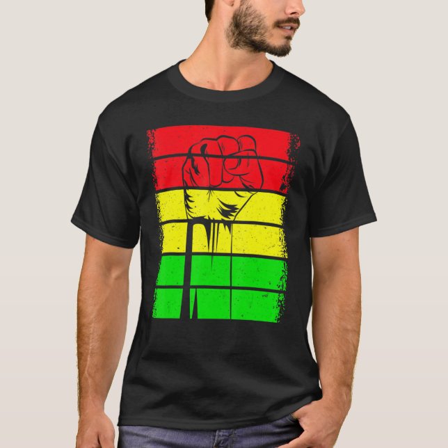 Inspiring Black Leaders Power Fist Hand Black Hist T-Shirt (Front)