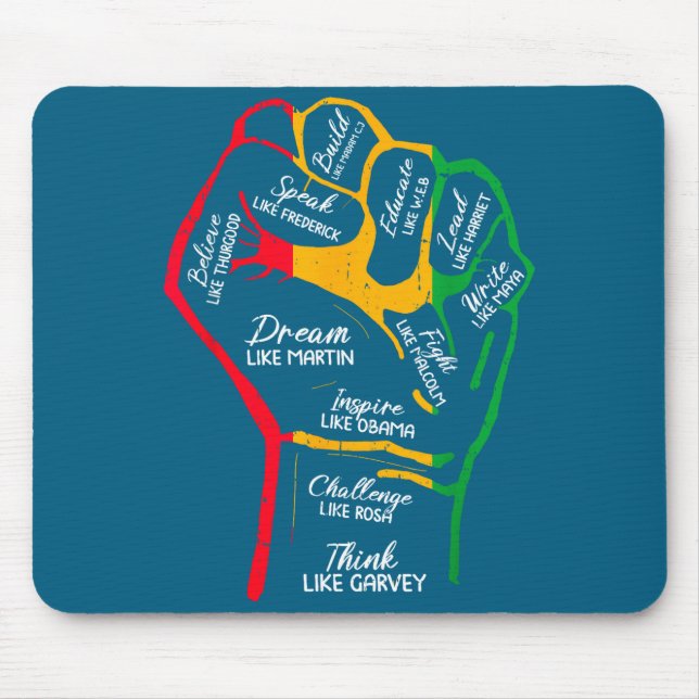 Inspiring black leaders power fist hand black mouse pad (Front)