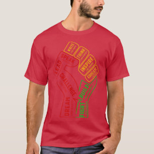 Inspiring Black Leaders Power Fist Melanin Black H T-Shirt