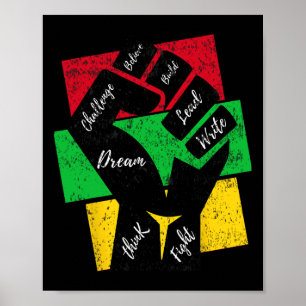 Inspiring Black Leaders Power Hand Fist Black Hist Poster