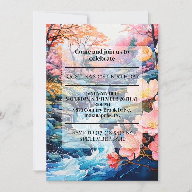 Inspiring Country Creek Birthday Party Invitation (Front)