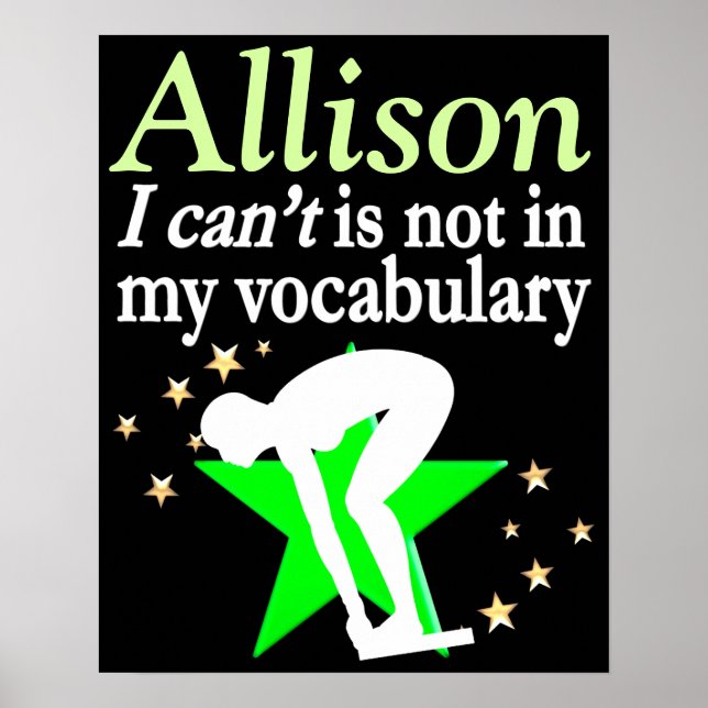 INSPIRING GREEN PERSONALIZED SWIMMER POSTER (Front)