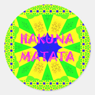 Inspiring Hakuna Matata: Beautiful Blue and Yellow Classic Round Sticker