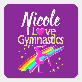 INSPIRING I LOVE GYMNASTICS DESIGN SQUARE STICKER