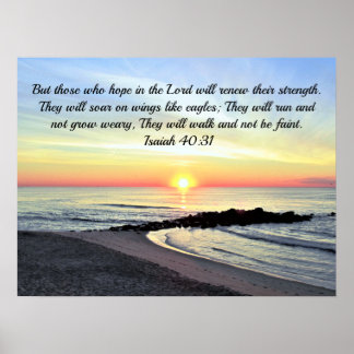 Inspiring Isaiah 40:31 Sunrise Bible Verse Poster