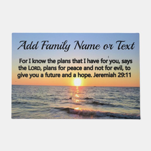 INSPIRING JEREMIAH 29:11 PERSONALIZED SUNRISE DOORMAT (Front)