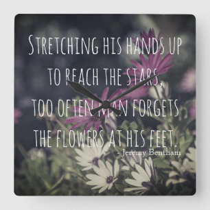 Inspiring Jeremy Bentham Quote Square Wall Clock