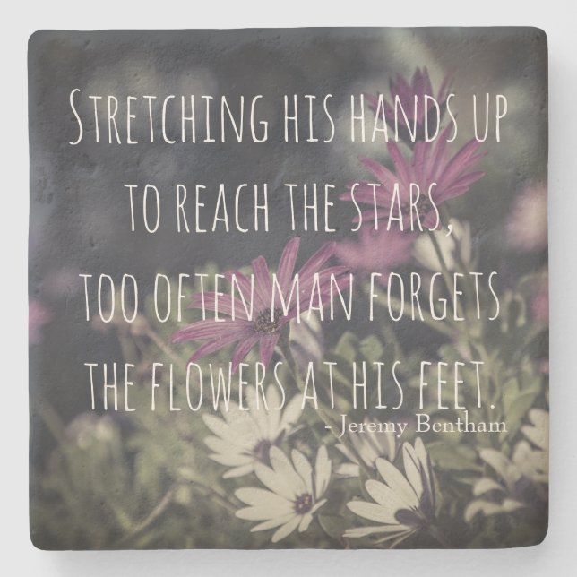 Inspiring Jeremy Bentham Quote Stone Coaster (Front)