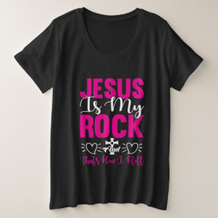 Inspiring Jesus word art rock religious Plus Size T-Shirt