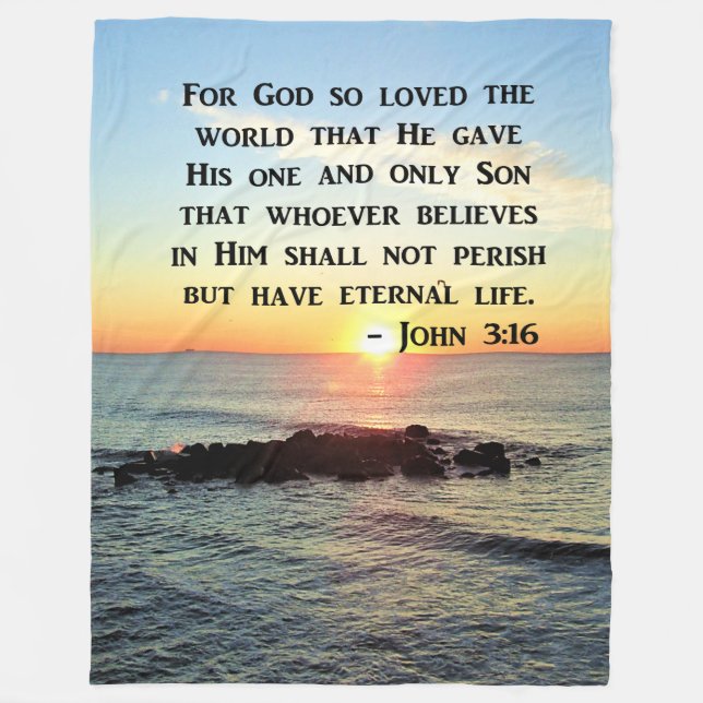 INSPIRING JOHN 3:16 SUNRISE PHOTO DESIGN FLEECE BLANKET (Front)