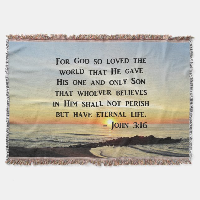 INSPIRING JOHN 3:16 SUNRISE PHOTO DESIGN THROW BLANKET (Front)