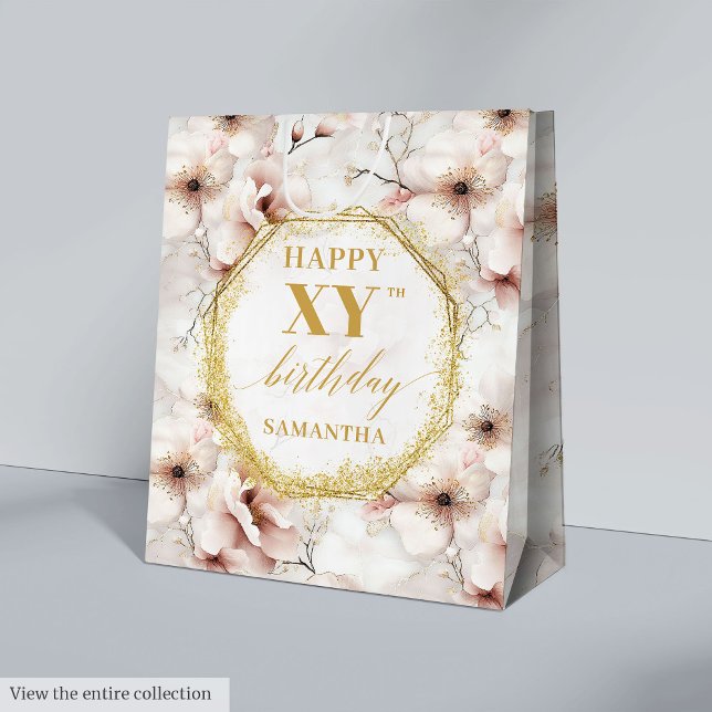 Inspiring Light Pink Rustic Gold Birthday Gift Bag (Inspiring Light Pink Rustic Gold Birthday Gift Bag

)