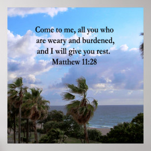INSPIRING MATTHEW 11:28 SCRIPTURE DESIGN POSTER