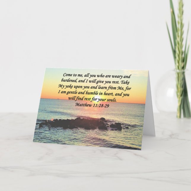 INSPIRING MATTHEW 11:28 SUNRISE PHOTO DESIGN CARD (Front)