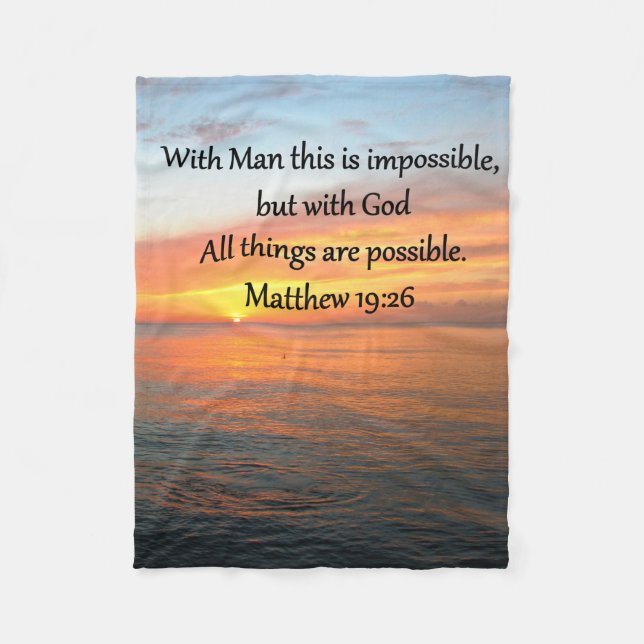 INSPIRING MATTHEW 19:26 SUNRISE DESIGN FLEECE BLANKET (Front)