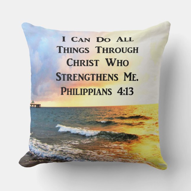 INSPIRING PHILIPPIANS 4:13 SCRIPTURE VERSE CUSHION (Front)
