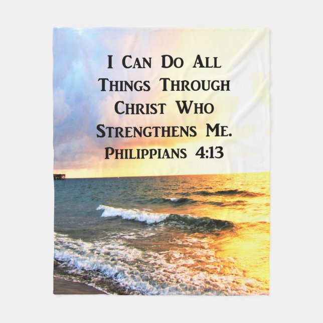 INSPIRING PHILIPPIANS 4:13 SCRIPTURE VERSE FLEECE BLANKET (Front)