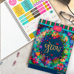 Inspiring Pretty Floral Grow Personalised Fun  Planner<br><div class="desc">Personalised Grow planner by Inspirivity, a beautiful companion that serves as a daily reminder to embrace your chosen word. This whimsical floral planner, created with hand drawn artwork and lettering, has a place for your name and year on the front. The back is adorned with fun orange polka dots. These...</div>