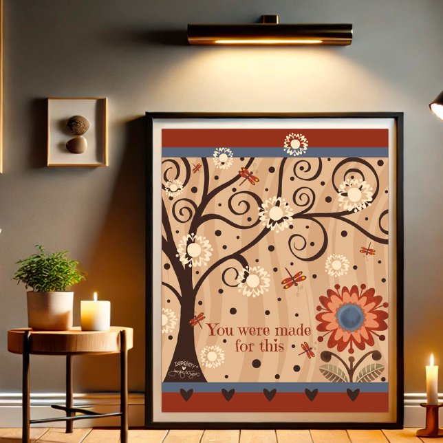 Inspiring Quote Floral Tree Dragonfly Inspirivity Poster (Creator Uploaded)