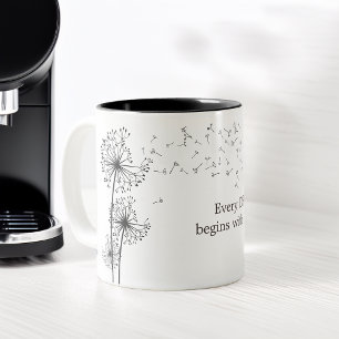 Inspiring Quote Graphic Dandelion Two-Tone Coffee Mug