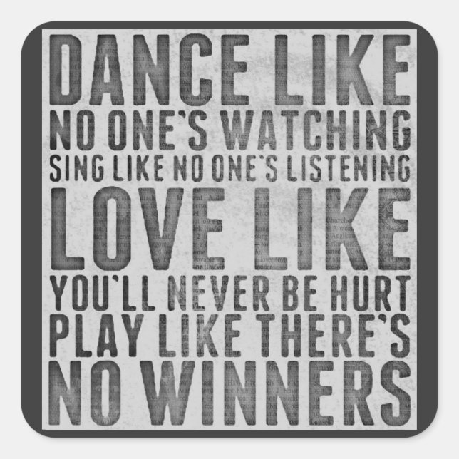 Inspiring Quote Rustic Grunge Text Sign Square Sticker (Front)