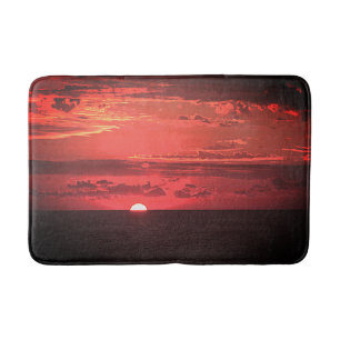 Inspiring red and orange sunrise nature photo  bath mat