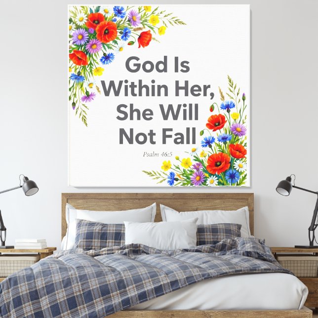 Inspiring Religious Quote Botanical Wrapped Canvas (Insitu(Bedroom))
