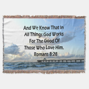 INSPIRING ROMANS 8:28 BIBLE VERSE THROW BLANKET