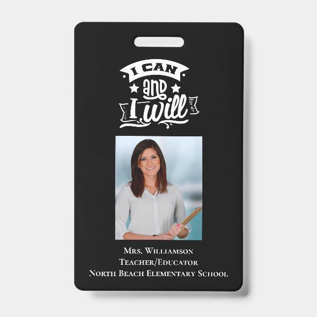 Inspiring School Volunteer Staff Teacher ID Photo  Badge (Front)