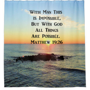 INSPIRING SUNRISE MATTHEW 19:26 DESIGN SHOWER CURTAIN