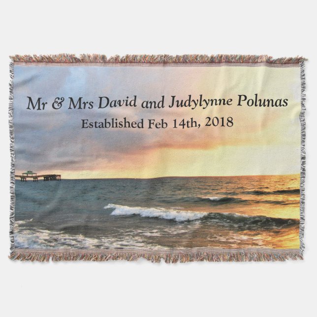 INSPIRING SUNRISE PERSONALIZED WEDDING BLANKET (Front)