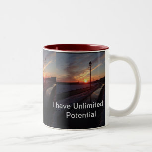 Inspiring Sunset colourful travel mug design 