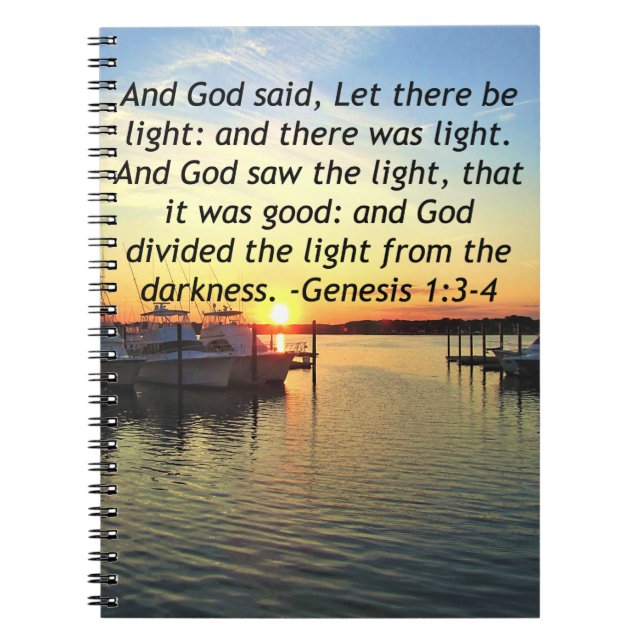 INSPIRING SUNSET GENESIS 1:3 PHOTO DESIGN SPIRAL NOTEBOOK (Front)