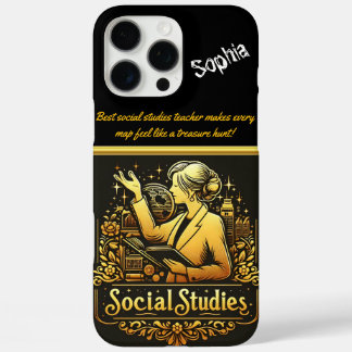 Inspiring Teacher Presenting Social Studies iPhone 16 Pro Max Case