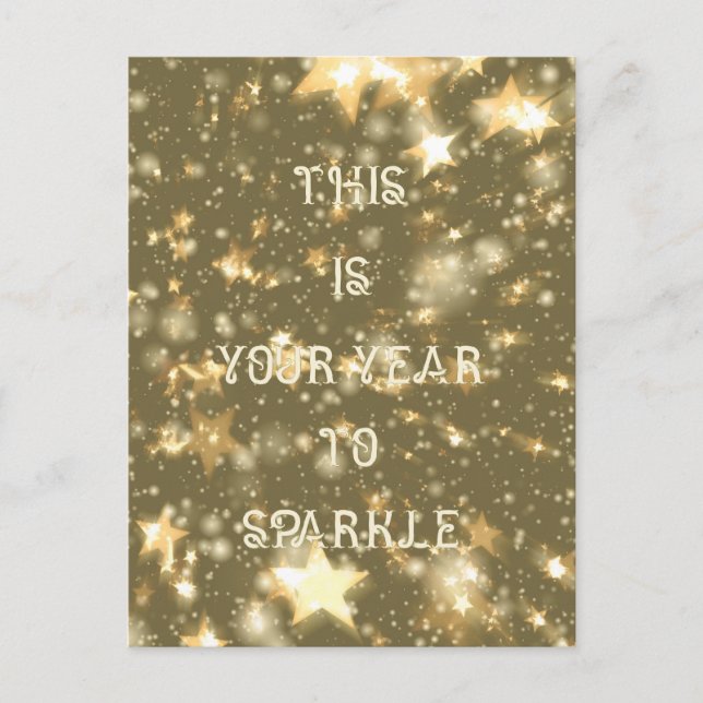 Inspiring This Is Your Year to Sparkle Typography Holiday Postcard (Front)