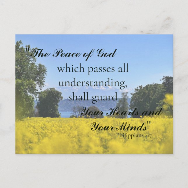 Inspiring Yellow Flower Meadow Hill Lake Sympathy Postcard (Front)