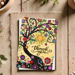 Inspirivity Thank You Whimsical Floral Tree Card