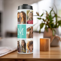 Instagram 11 Photo Collage Custom Monogram Blue