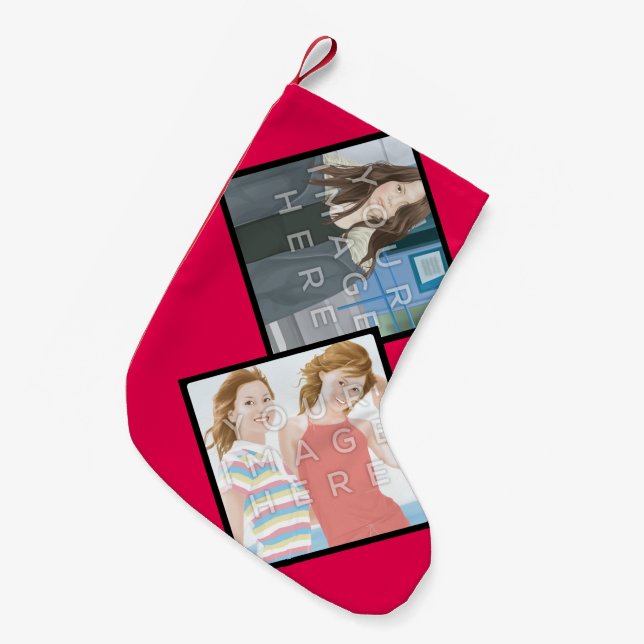 Instagram 2-Photo Customisable Christmas Stocking (Front (Hanging))