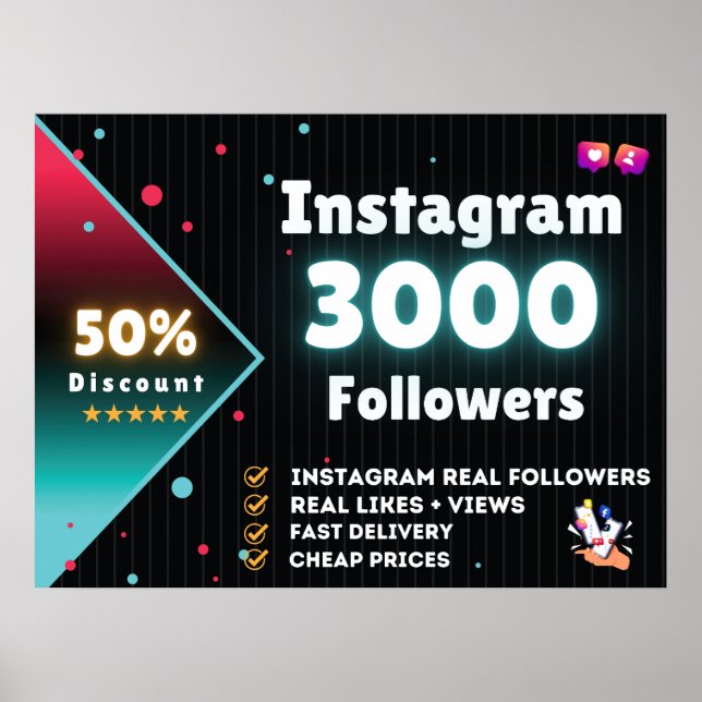 Instagram 3000 Followers | Buy Instagram Followers Poster (Front)